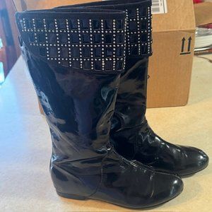Stuart Weitzman Black Patent Leather Tall Boots Girls 3